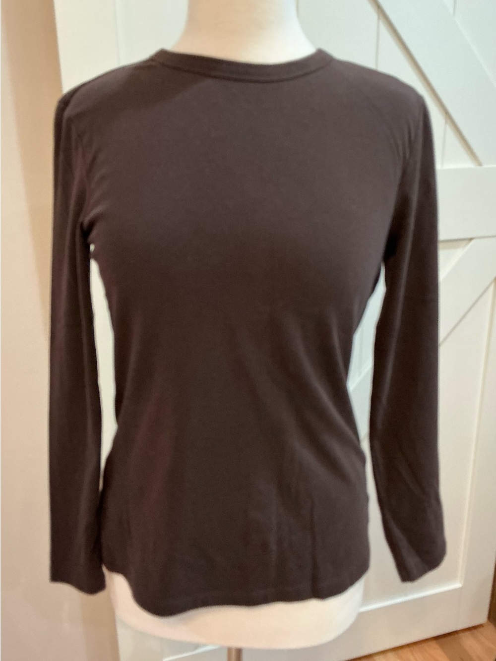 Style & Co. Long-Sleeve Crewneck Tee - Dark Brown DO